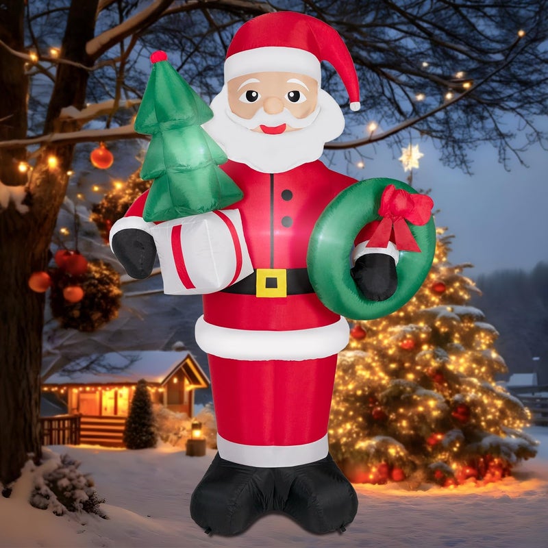 Kendane 8FT Christmas Inflatables Santa Claus with Christmas Tree,Inflatables Decorations Outdoor/Indoor,Christmas Blow Up Santa Claus Yard Decorations Built-in LED Lights,for Yard/Lawn/Garden. - Image 1